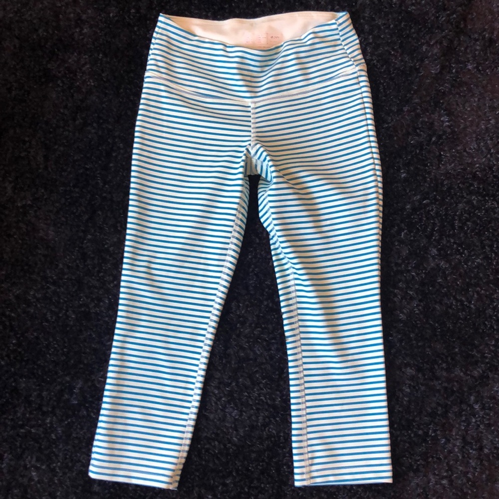 New Balance Capri teal striped leggings